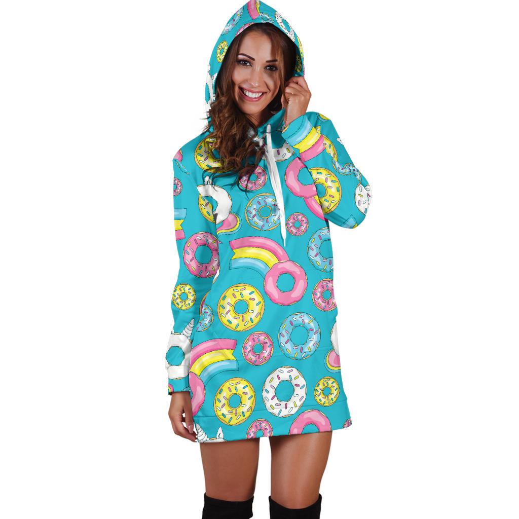Donut Pattern Print Design DN013 Women Hoodie Dress