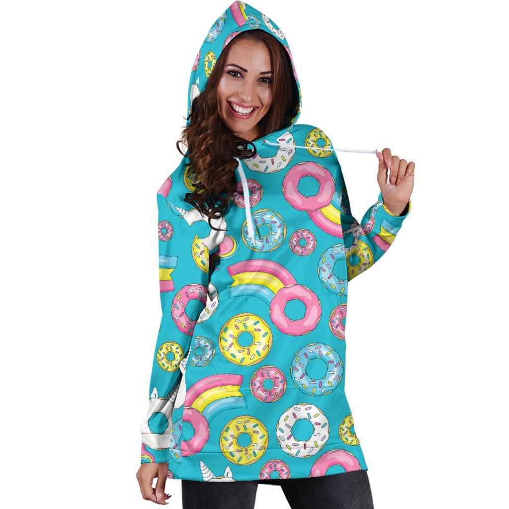 Donut Pattern Print Design DN013 Women Hoodie Dress