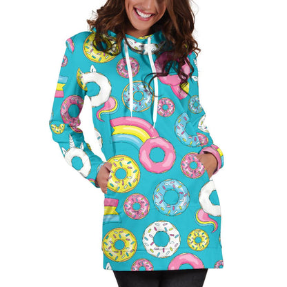 Donut Pattern Print Design DN013 Women Hoodie Dress