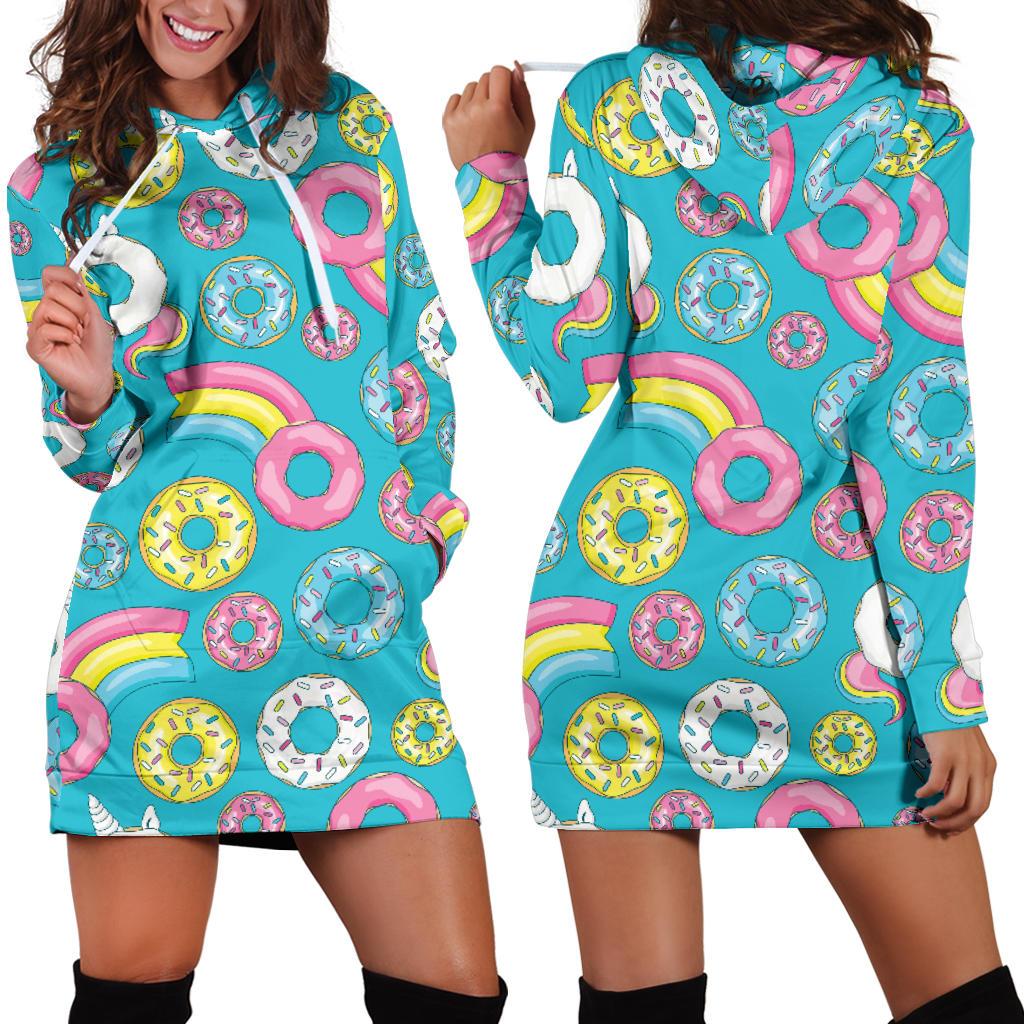 Donut Pattern Print Design DN013 Women Hoodie Dress