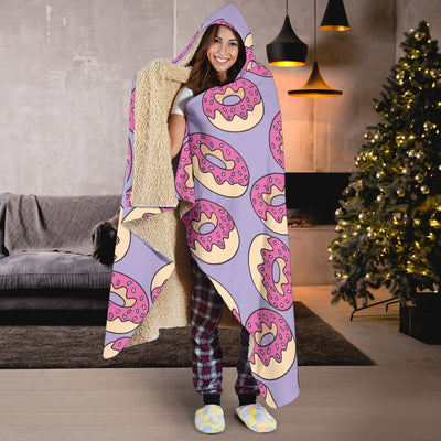 Donut Pattern Print Design DN015 Hooded Blanket-JORJUNE.COM