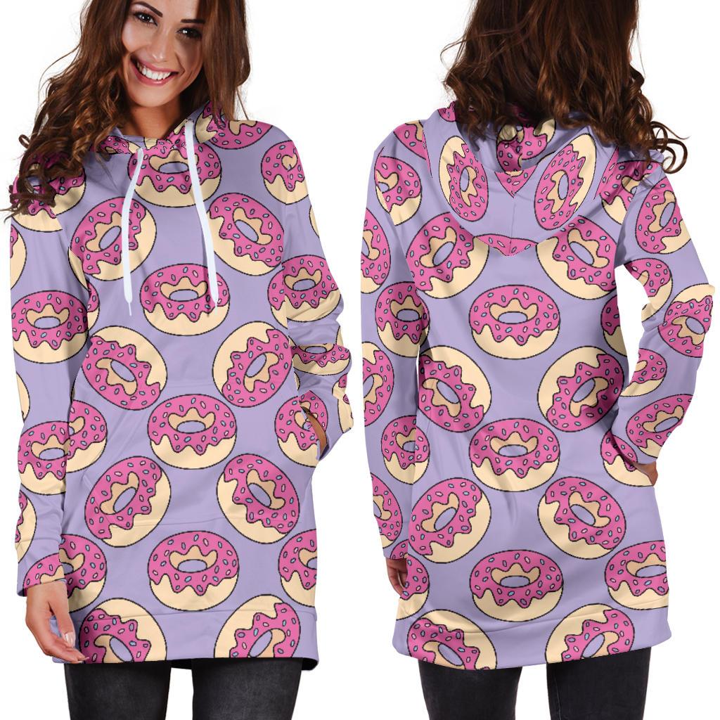 Donut Pattern Print Design DN015 Women Hoodie Dress