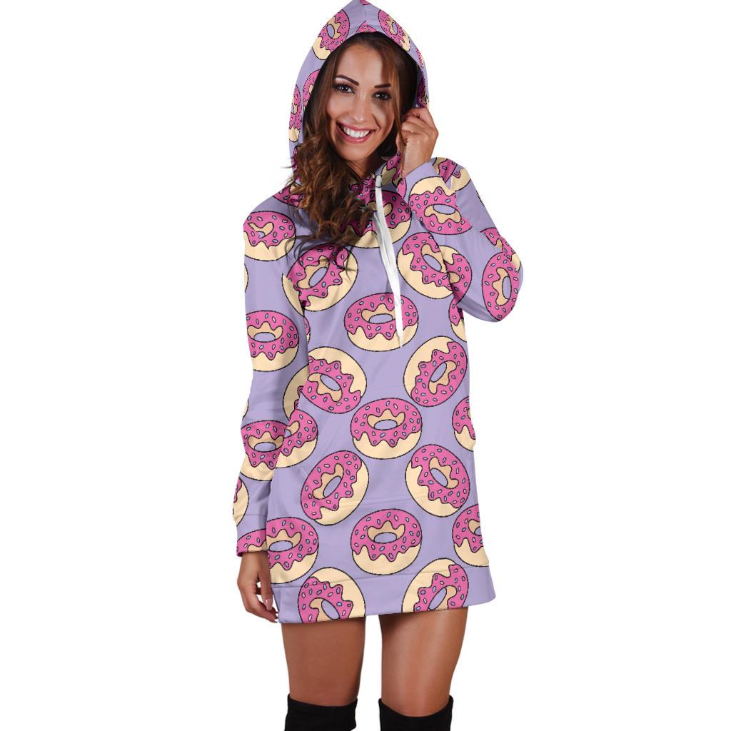 Donut Pattern Print Design DN015 Women Hoodie Dress