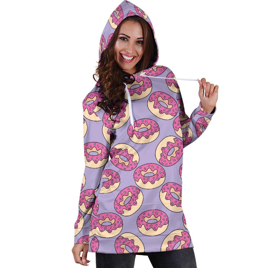 Donut Pattern Print Design DN015 Women Hoodie Dress
