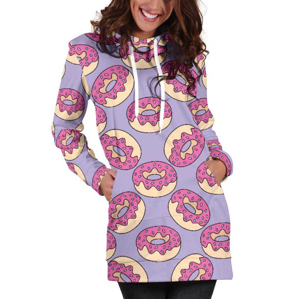 Donut Pattern Print Design DN015 Women Hoodie Dress