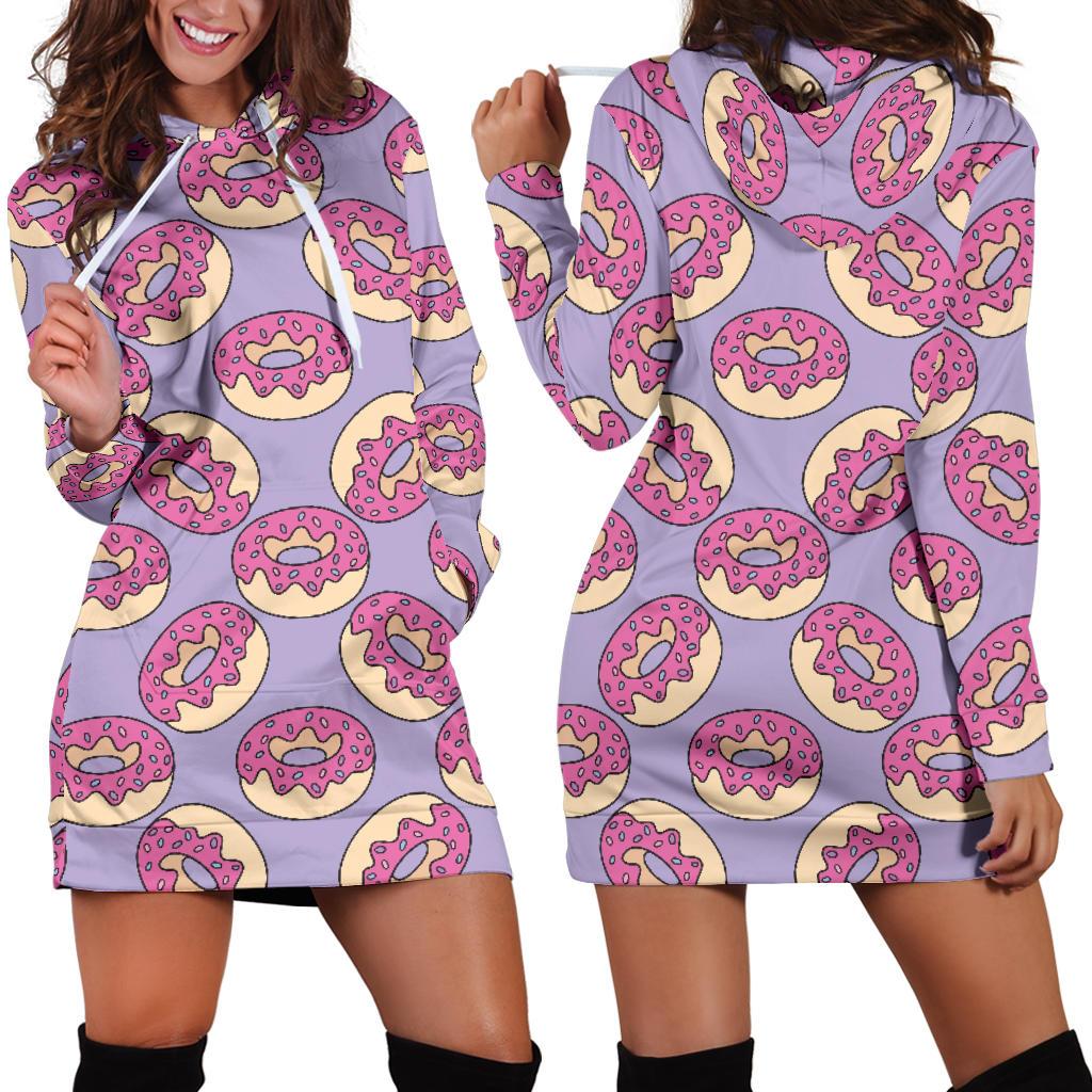Donut Pattern Print Design DN015 Women Hoodie Dress