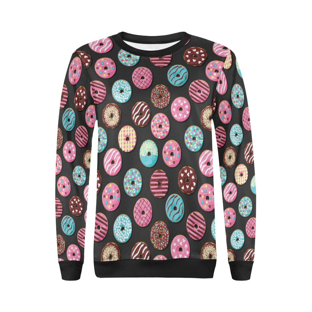 Donut Pattern Print Design DN02 Women Long Sleeve Sweatshirt-JorJune
