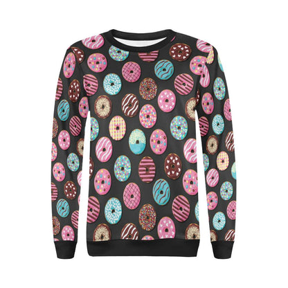 Donut Pattern Print Design DN02 Women Long Sleeve Sweatshirt-JorJune
