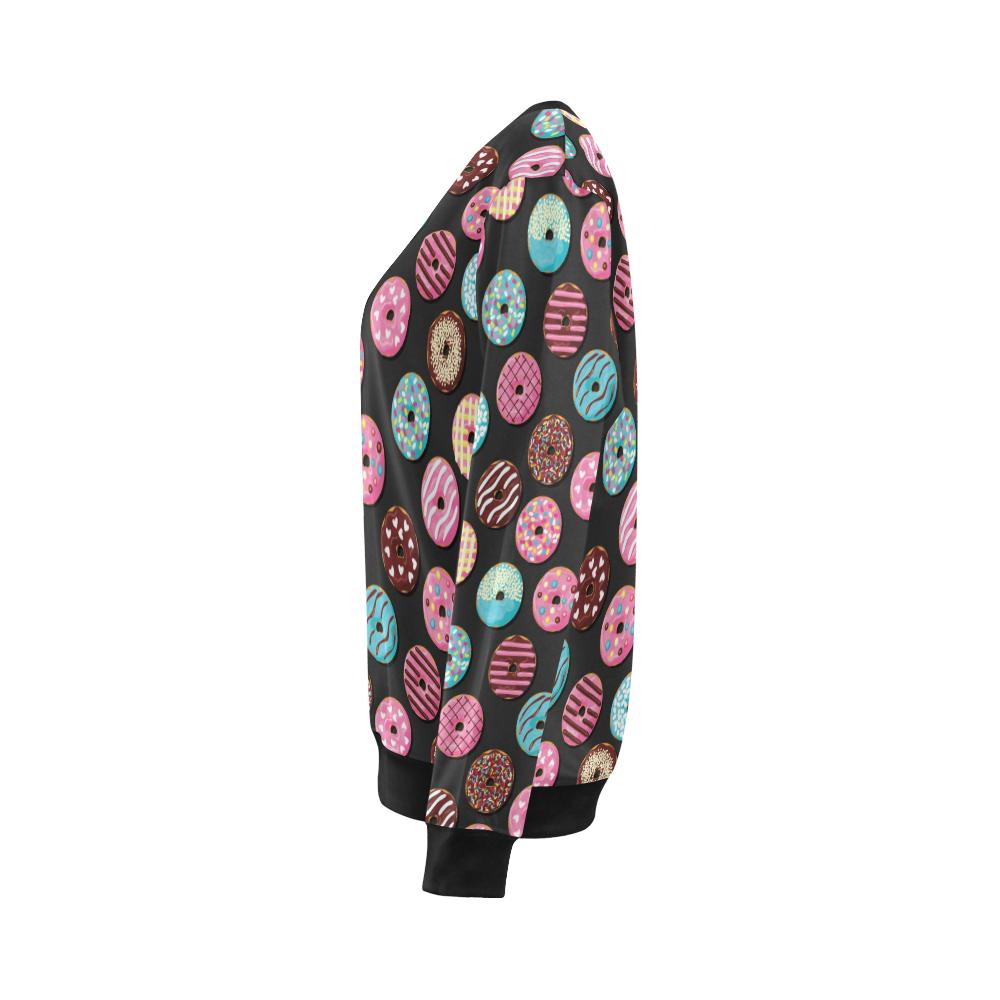 Donut Pattern Print Design DN02 Women Long Sleeve Sweatshirt-JorJune