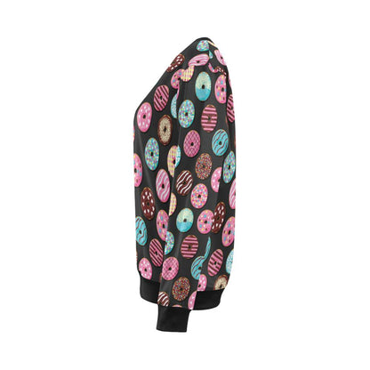 Donut Pattern Print Design DN02 Women Long Sleeve Sweatshirt-JorJune