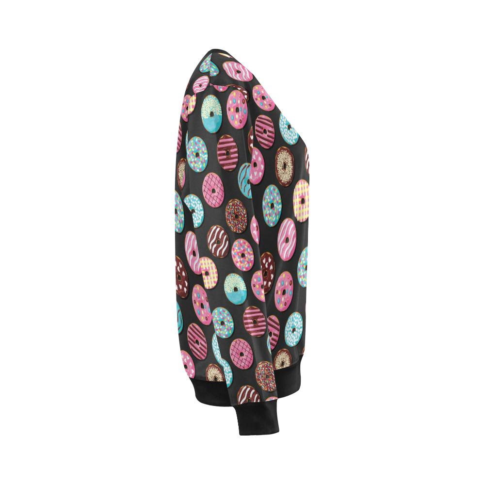 Donut Pattern Print Design DN02 Women Long Sleeve Sweatshirt-JorJune