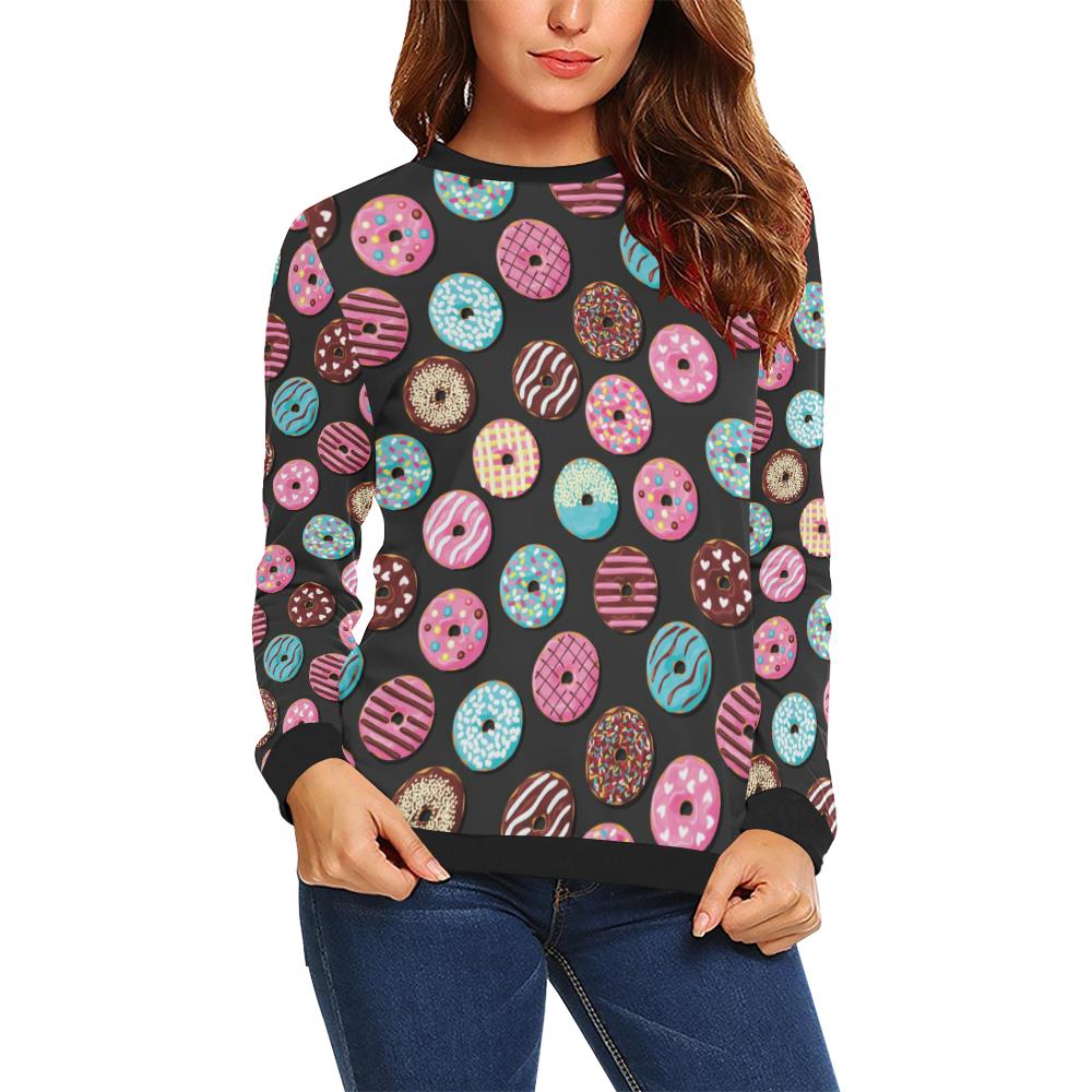 Donut Pattern Print Design DN02 Women Long Sleeve Sweatshirt-JorJune