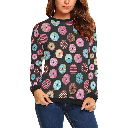 Donut Pattern Print Design DN02 Women Long Sleeve Sweatshirt-JorJune