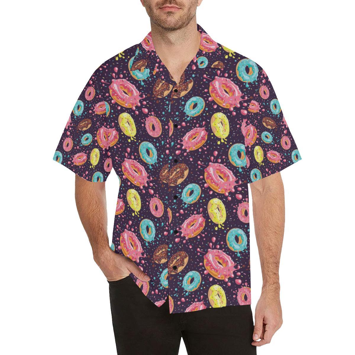Donut Pattern Print Design DN03 Men Hawaiian Shirt-JorJune