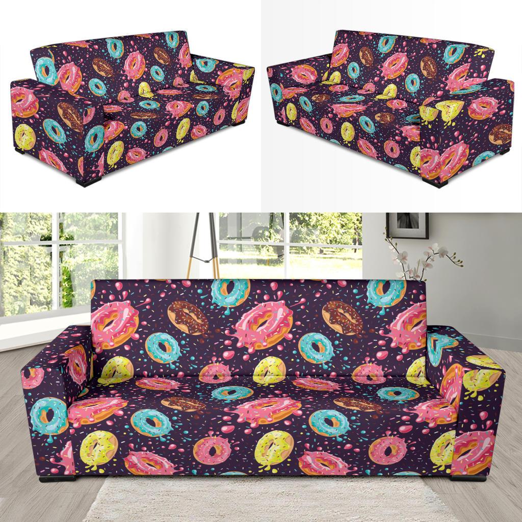Donut Pattern Print Design DN03 Sofa Slipcover-JORJUNE.COM