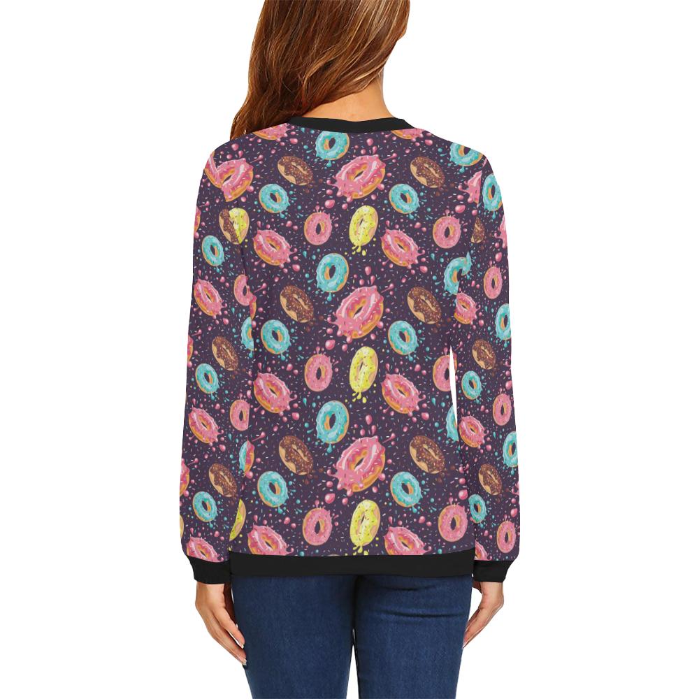 Donut Pattern Print Design DN03 Women Long Sleeve Sweatshirt-JorJune