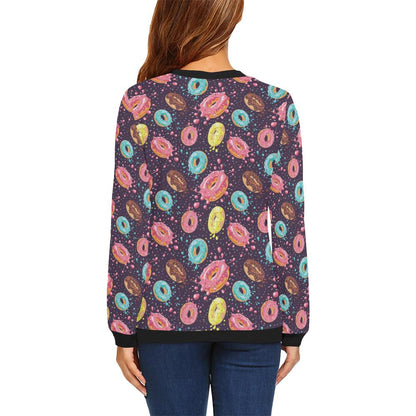 Donut Pattern Print Design DN03 Women Long Sleeve Sweatshirt-JorJune