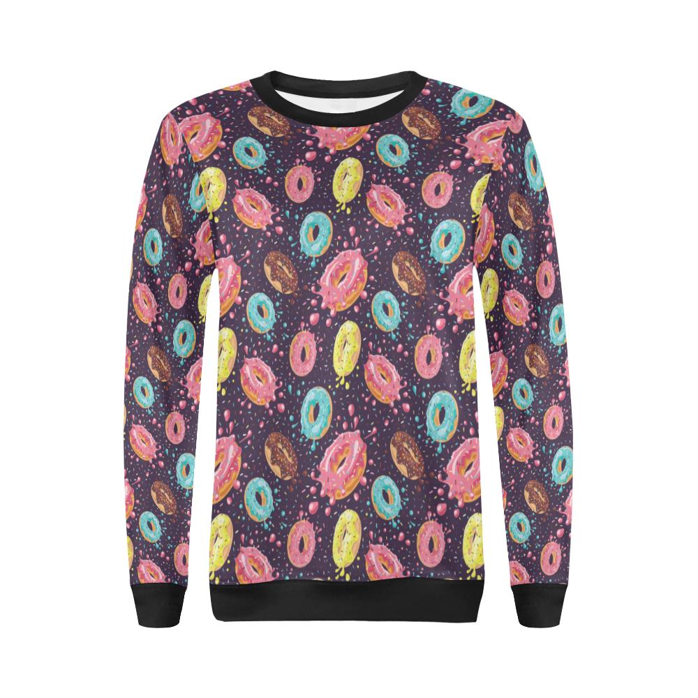 Donut Pattern Print Design DN03 Women Long Sleeve Sweatshirt-JorJune