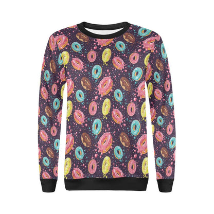 Donut Pattern Print Design DN03 Women Long Sleeve Sweatshirt-JorJune