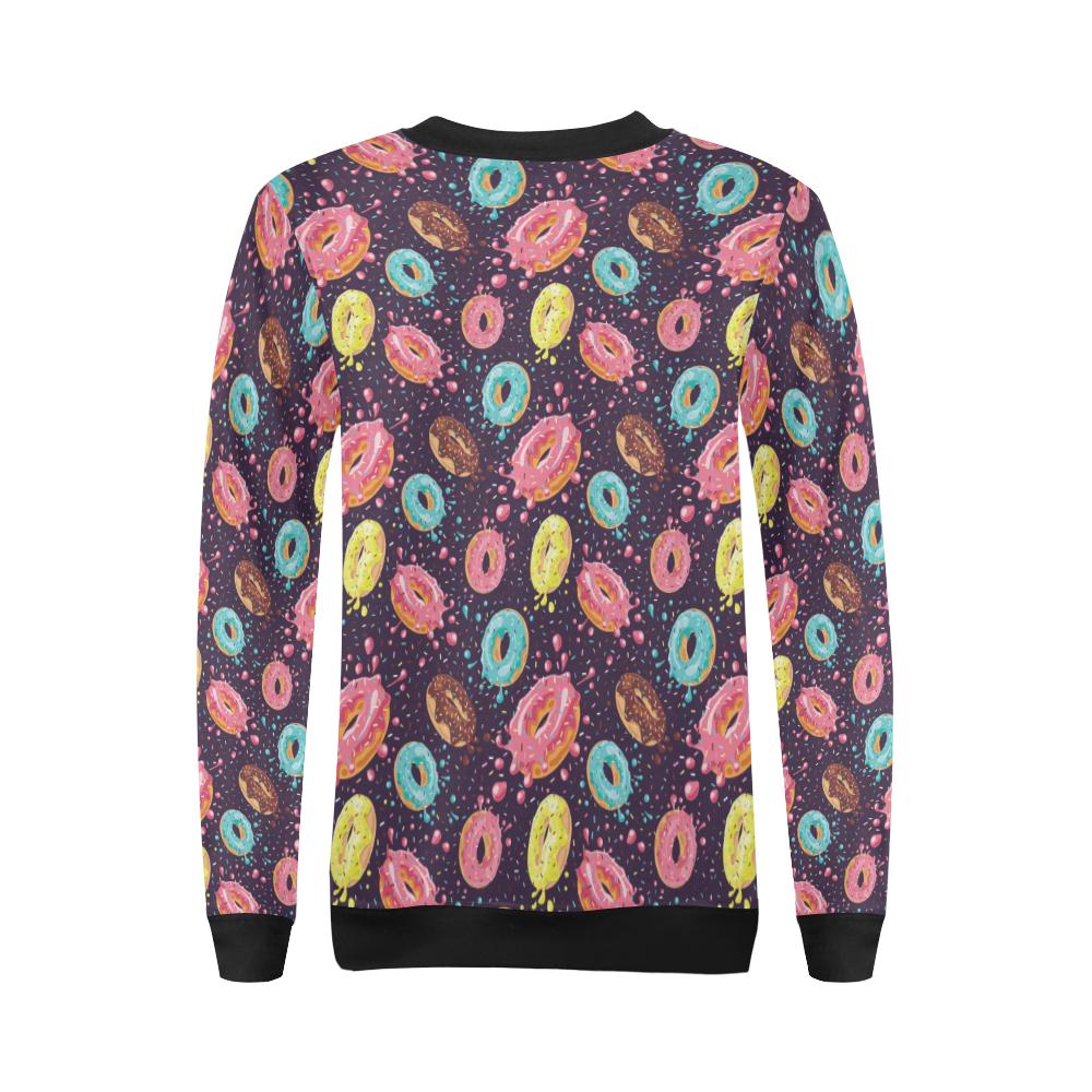 Donut Pattern Print Design DN03 Women Long Sleeve Sweatshirt-JorJune