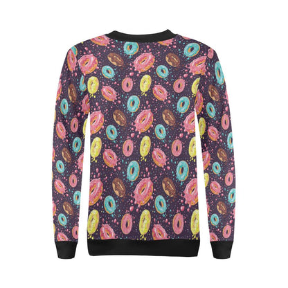 Donut Pattern Print Design DN03 Women Long Sleeve Sweatshirt-JorJune