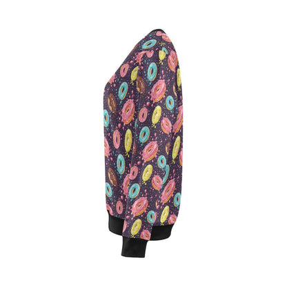 Donut Pattern Print Design DN03 Women Long Sleeve Sweatshirt-JorJune