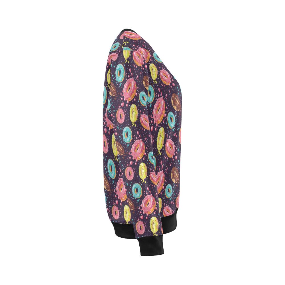Donut Pattern Print Design DN03 Women Long Sleeve Sweatshirt-JorJune