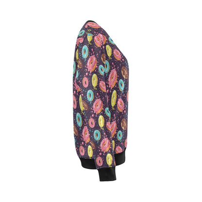 Donut Pattern Print Design DN03 Women Long Sleeve Sweatshirt-JorJune