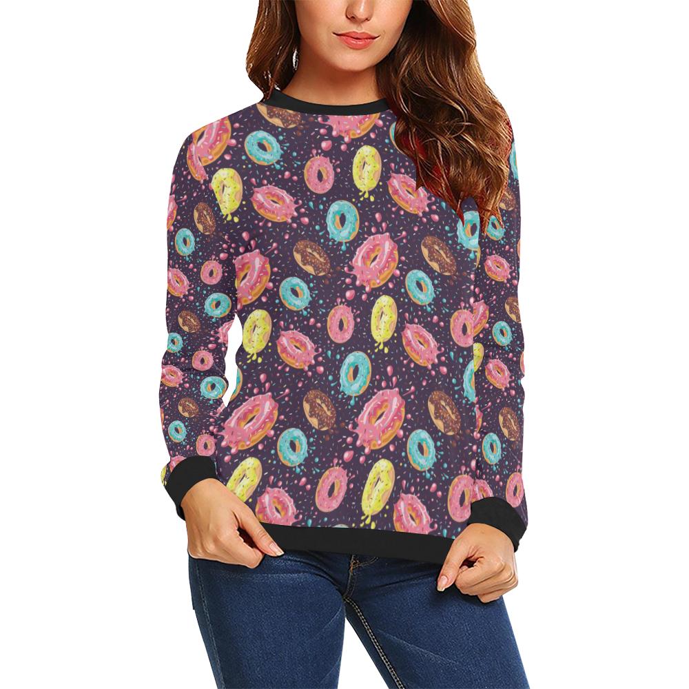 Donut Pattern Print Design DN03 Women Long Sleeve Sweatshirt-JorJune