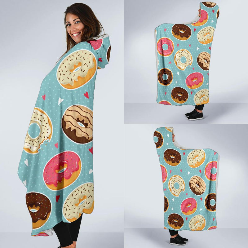 Donut Pattern Print Design DN04 Hooded Blanket-JORJUNE.COM