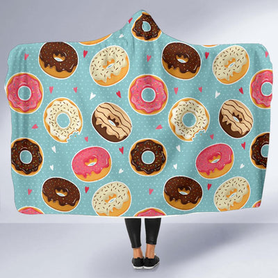 Donut Pattern Print Design DN04 Hooded Blanket-JORJUNE.COM