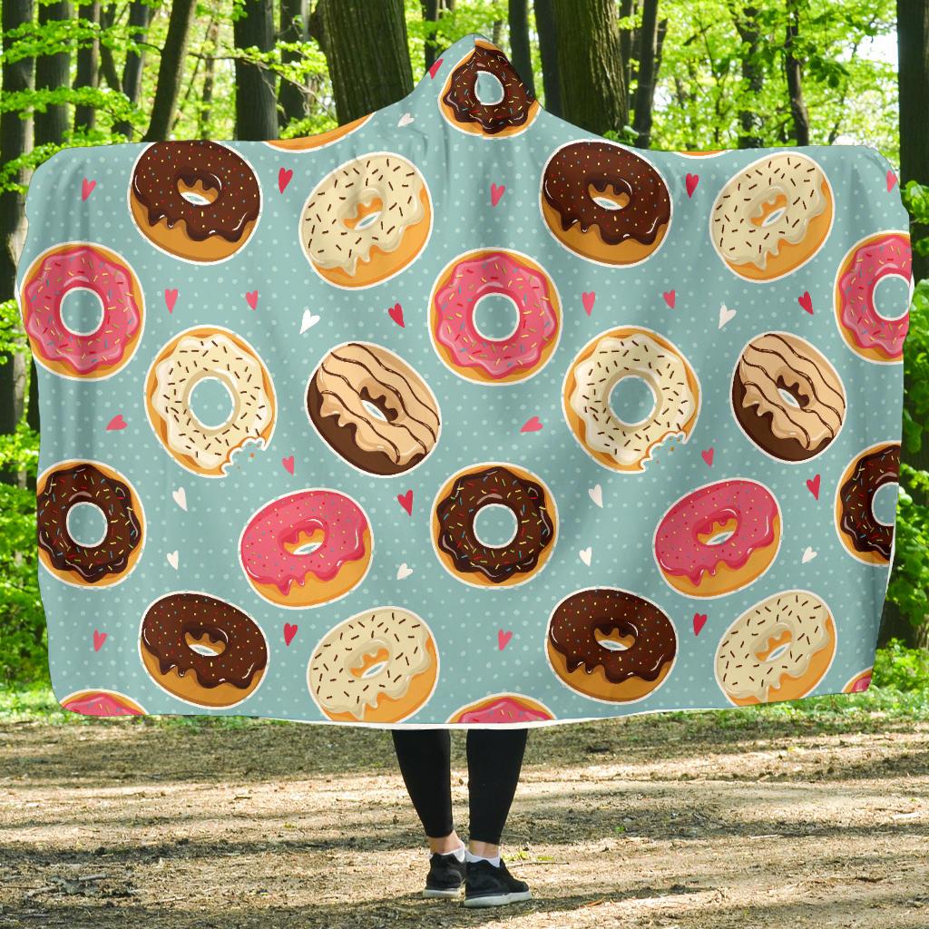 Donut Pattern Print Design DN04 Hooded Blanket-JORJUNE.COM