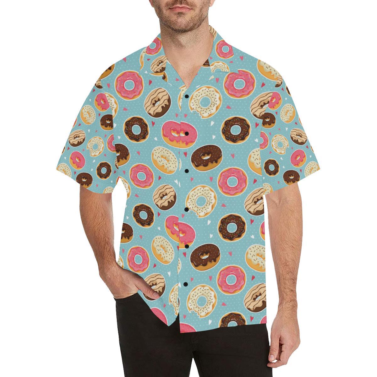 Donut Pattern Print Design DN04 Men Hawaiian Shirt-JorJune