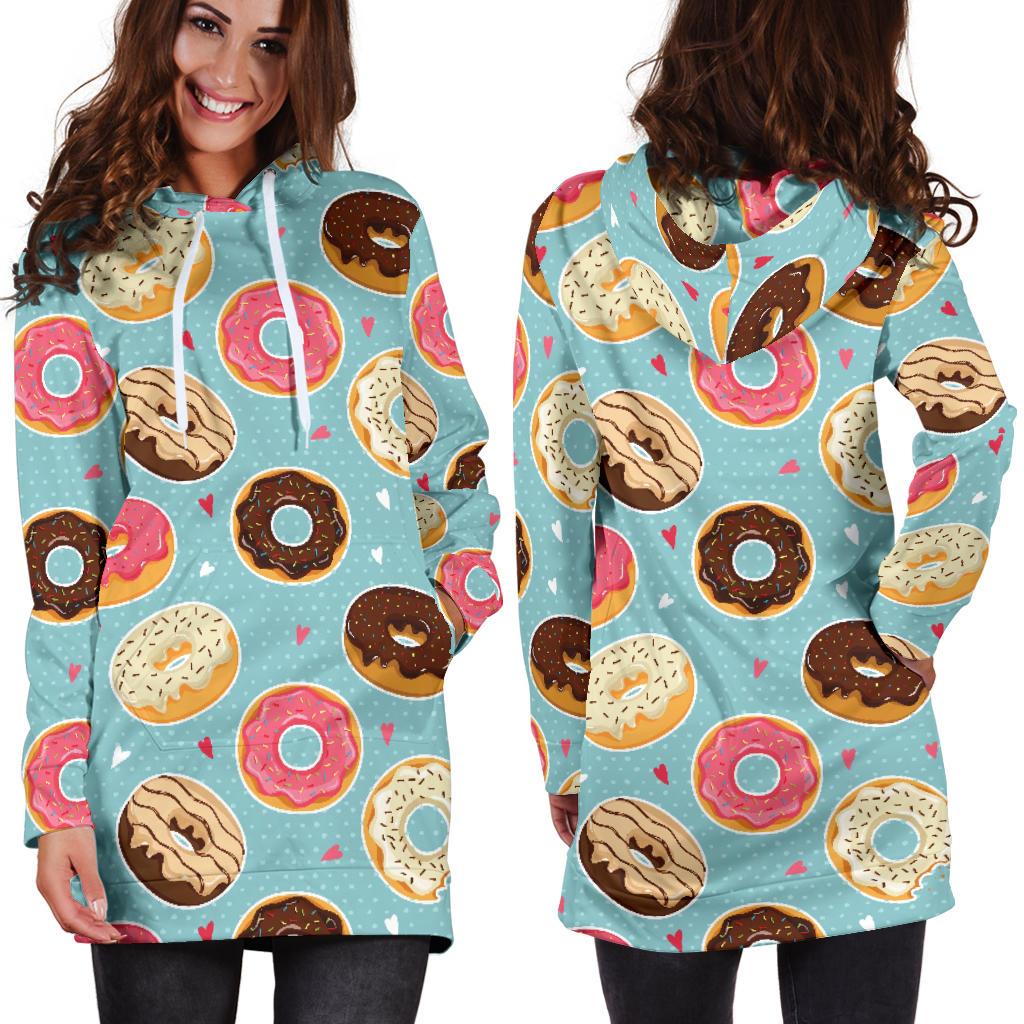 Donut Pattern Print Design DN04 Women Hoodie Dress