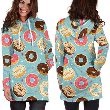 Donut Pattern Print Design DN04 Women Hoodie Dress