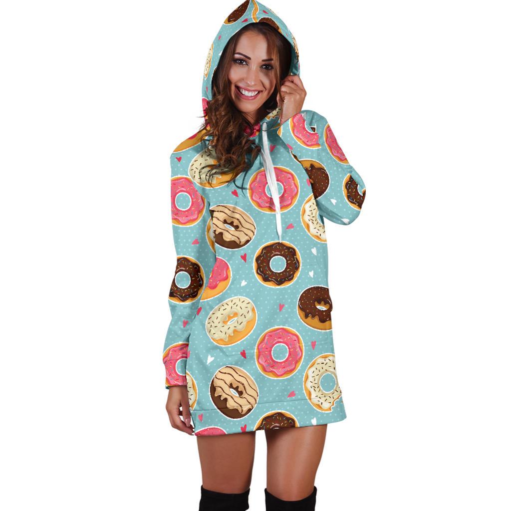 Donut Pattern Print Design DN04 Women Hoodie Dress