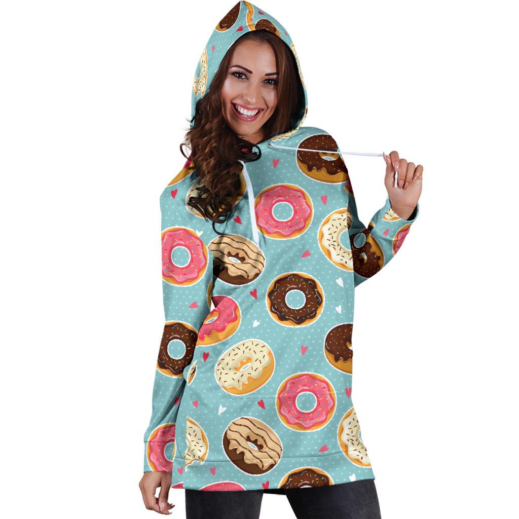 Donut Pattern Print Design DN04 Women Hoodie Dress
