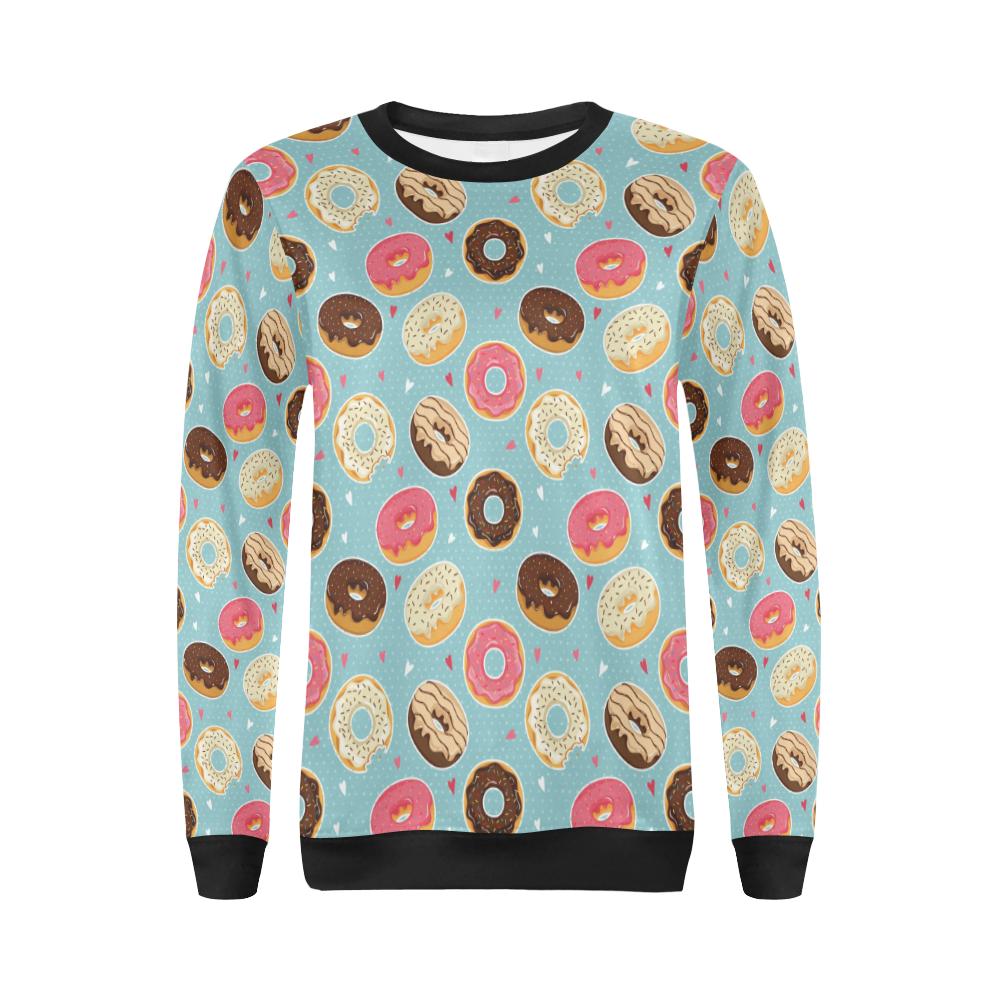 Donut Pattern Print Design DN04 Women Long Sleeve Sweatshirt-JorJune