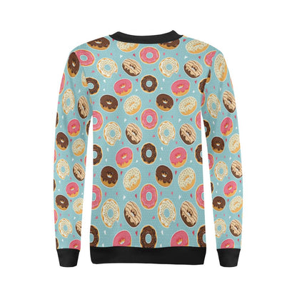 Donut Pattern Print Design DN04 Women Long Sleeve Sweatshirt-JorJune