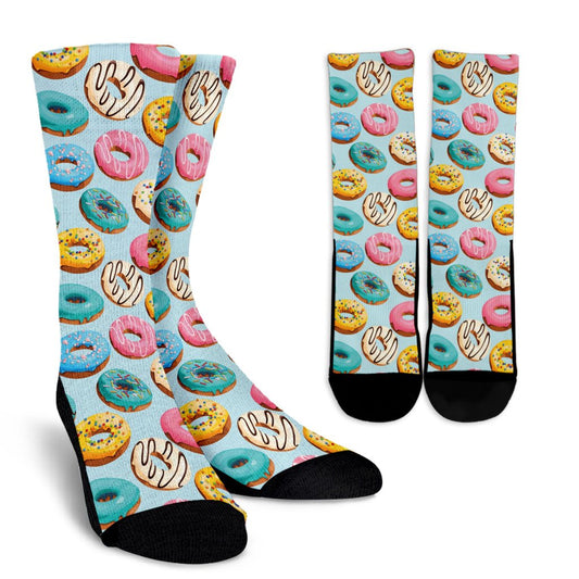 Donut Pattern Print Design DN05 Crew Socks-JORJUNE.COM