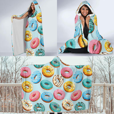 Donut Pattern Print Design DN05 Hooded Blanket-JORJUNE.COM