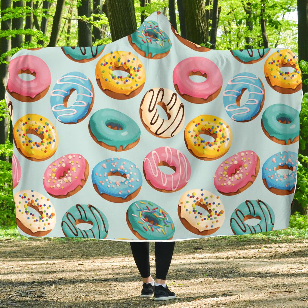 Donut Pattern Print Design DN05 Hooded Blanket-JORJUNE.COM