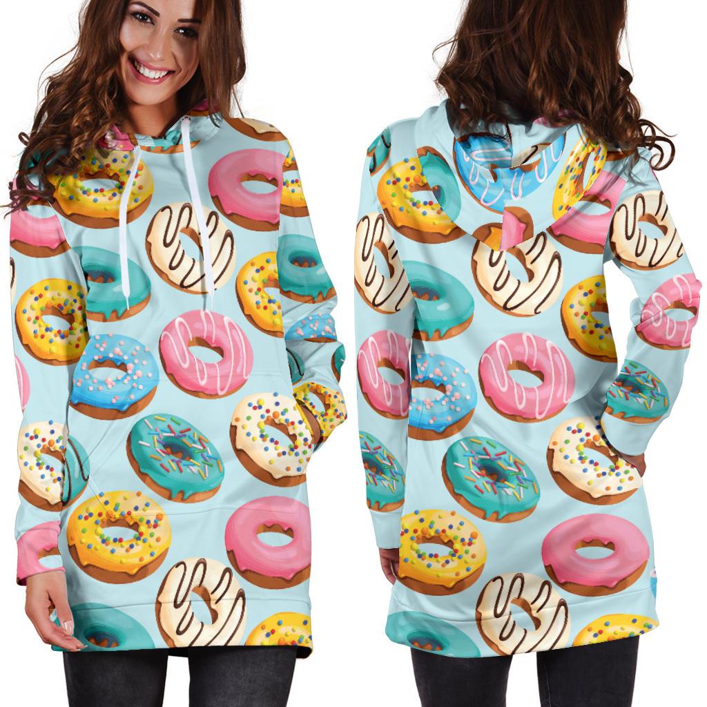 Donut Pattern Print Design DN05 Women Hoodie Dress