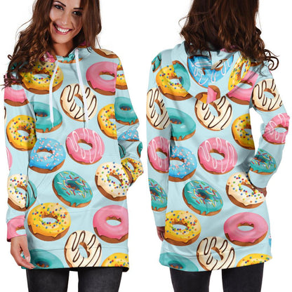 Donut Pattern Print Design DN05 Women Hoodie Dress