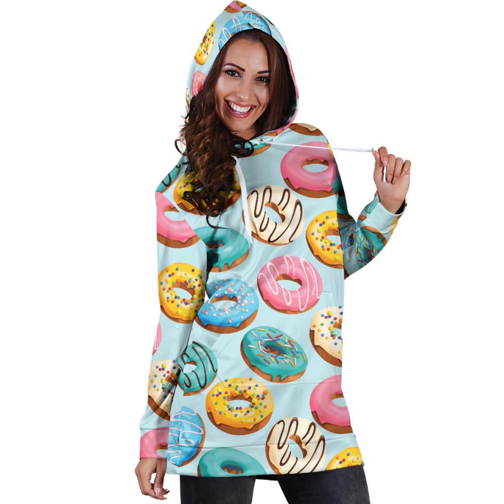 Donut Pattern Print Design DN05 Women Hoodie Dress