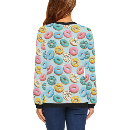 Donut Pattern Print Design DN05 Women Long Sleeve Sweatshirt-JorJune