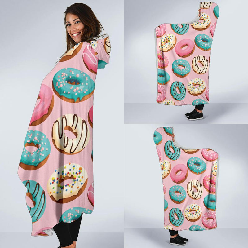 Donut Pattern Print Design DN06 Hooded Blanket-JORJUNE.COM