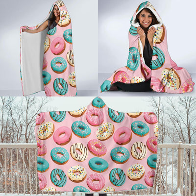 Donut Pattern Print Design DN06 Hooded Blanket-JORJUNE.COM