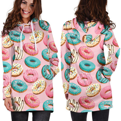 Donut Pattern Print Design DN06 Women Hoodie Dress