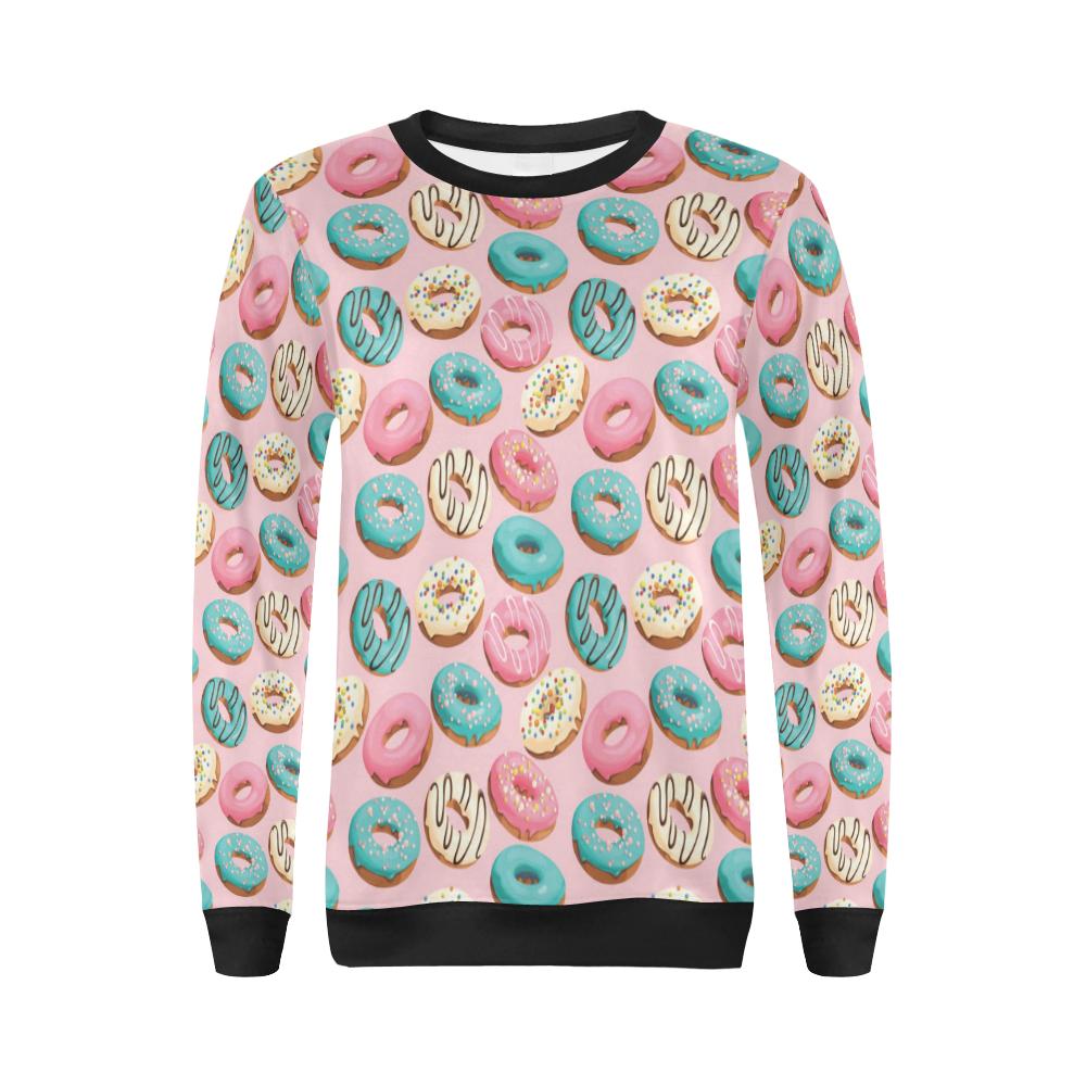 Donut Pattern Print Design DN06 Women Long Sleeve Sweatshirt-JorJune